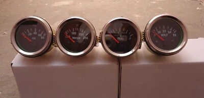 Gauges Set Oil Pressure Temp Volt Fuel Gauge 0-90 ohms 2" Electric Chrome - Image 1 of 4