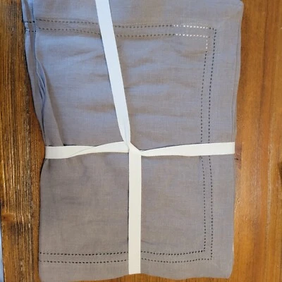 Conjunto de 4 placemats Williams Sonoma linho cinza carvão ponto bainha dupla - Imagem 1 de 3