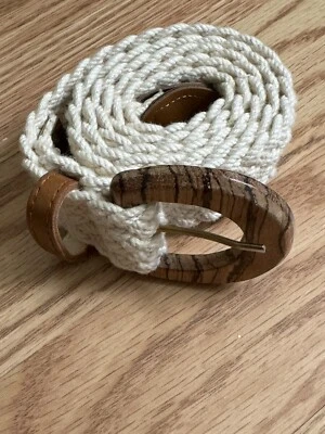 "Cinturón tejido con hebilla de madera perla accesorios de cuero latón 36""" Foto 1 de 4