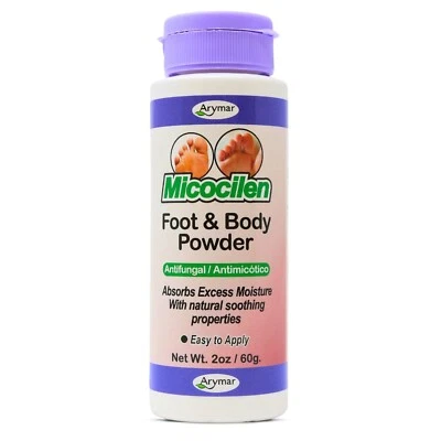 Arymar Micocilen Foot & Body Powder 2 Oz - Antifungal Treatment