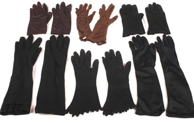 Lot #7 - 6 Pairs Vintage Womens Dress Up & Opera Gloves - Brown & Black - Image 1 of 4
