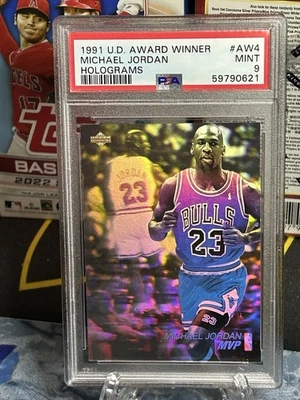 Michael Jordan 1991 ganador del premio Upper Deck #AW4 PSA 9 holograma AW-4 Foto 1 de 2