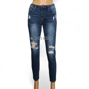 Distressed Medium Wash Stretch Skinny Jeans Ripped Mid Rise Casual Denim Size 6 - Picture 1 of 8