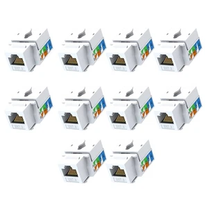 Lot de 10 prises Cat6, port poinçonné Ethernet, adaptateur mural, 90 degrés M3453 - Photo 1/6