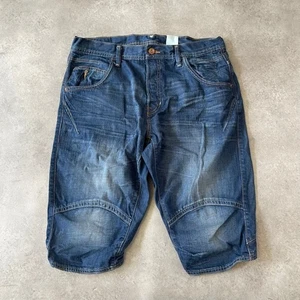 H&M Denim Shorts Mens Size 38 Y2K Regular Fit Distressed Jorts, Blue - Picture 1 of 9