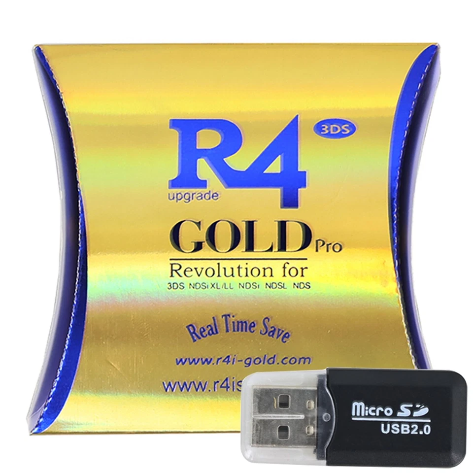 USA 2025 Version R4 Gold Pro SDHC R4i For DS/3DS/2DS Revolution Cartridge + USB - Image 1 of 4