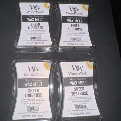 Mecha de madera WoodWick TUBEROSA TRANSPARENTE cera funde cubos fragancia perfumada NUEVO Foto 1 de 3