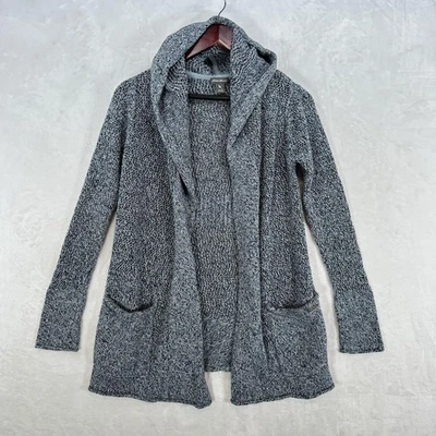 Suéter Eddie Bauer Mujer Pequeño Gris Azul Cárdigan con Capucha Bolsillos Tejido Costero Foto 1 de 4