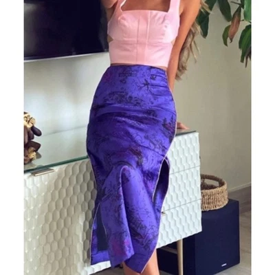 Falda ZARA Púrpura con Tubería Bloggers Talla S Estampada Baddie Japón Anime Foto 1 de 4