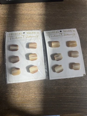 VTG MCM 1950s Faux Horn Marbled Lucite Square Buttons on Card Set of 12 Total - Image 1 of 4