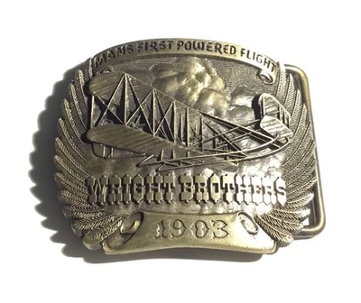 Hebilla de cinturón comercial Wright Brothers ADM de latón macizo 1903 Foto 1 de 3