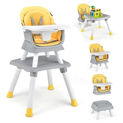 8-in-1 Baby High Chair Convertible Dining Booster Seat w/ Removable Tray Yellow - Image 1 of 4