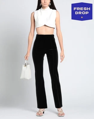 RRP€175 MAJE Chenille Flared Trousers EU40 US8 UK12 L Black High Waist Stretch - Imagem 1 de 4