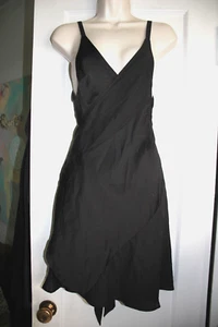 Intimately Free People black wrap slip dress L silky short spaghetti strap cover - Picture 1 of 11