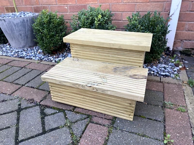 redwood decking, treated sturdy wooden steps garden step stool, hot tub/cold tub - Image 1 of 4