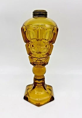 Antique Westmoreland Amber Glass Whale Oil Lamp Base - Image 1 of 4