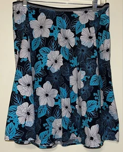 Damen Rock der Marke BGC Größe XL Extra Large blau weiß & schwarz geblümt mit Stretch - Bild 1 von 4
