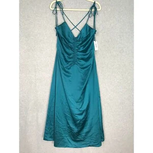 Jason Wu Dress Womens Large Blue Satin Ruched Strappy Sexy Party Cocktail Slip - Picture 1 of 12