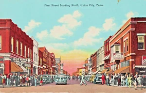 Postcard TN Union City Tennessee-First Street looking North-Vintage 1946 (D13) - Picture 1 of 4
