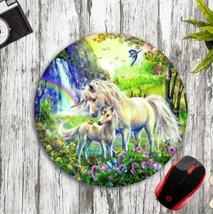 WHITE UNICORNS RAINBOW WATERFALL CUSTOM NEOPRENE MOUSE PAD DESK MAT SCHOOL PC - Picture 1 of 1