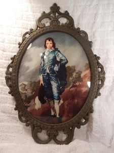Vintage Bild "Blue Boy" im viktorianischen italienischen Metallrahmen 17"x12" J.I.C. NY - Bild 1 von 5