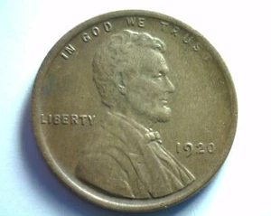 Centavo Lincoln 1920 extra fino XF extremadamente fino EF BONITO ORIGINAL ENVÍO 99c - Imagen 1 de 2
