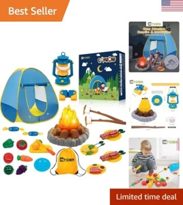 Kids Camping Play Tent with Toy Campfire & Marshmallow Set - Indoor/Outdoor Fun - Picture 1 of 10