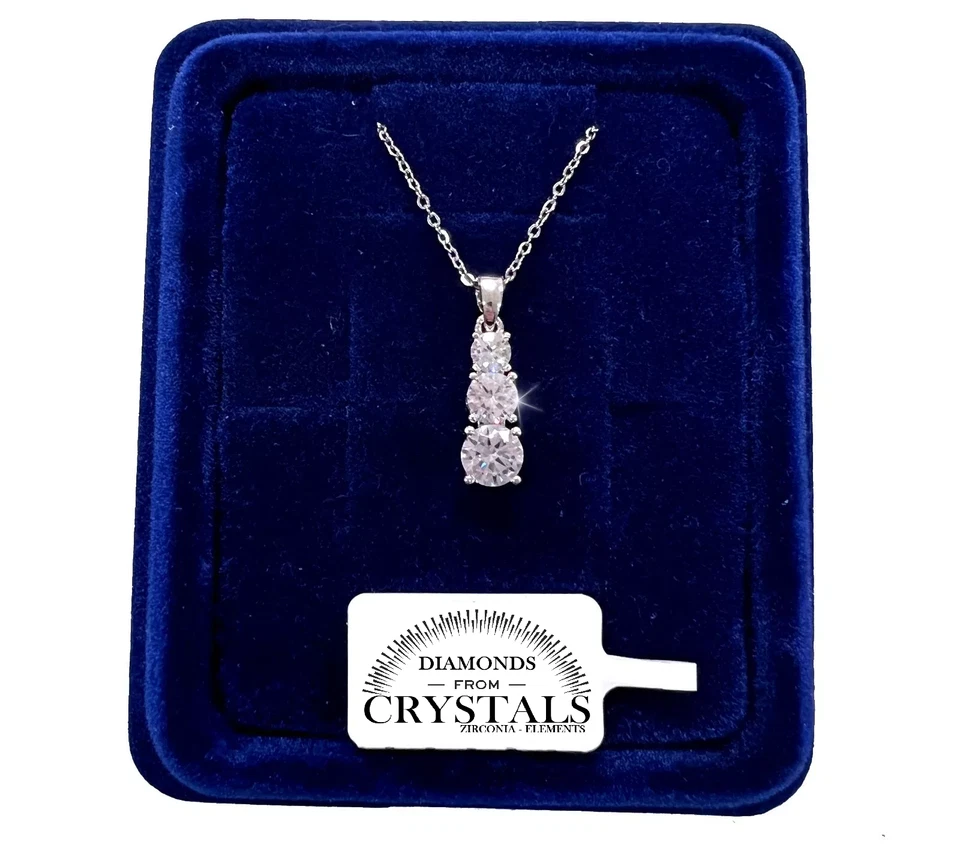 Halskette Tris Tennis Kettchen Pl. Weißgold 18k mit Kristallen Zirkone - Bild 1 von 4