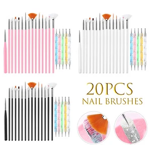 20PCS Gel Nail Art Brushes Set Acrylic Dotting Pen Painting Polish Brushes Tools - Picture 1 of 16