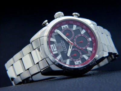 CAVADINI Chronograph Herrenuhr Designer Edelstahl 10 BAR Rot-Schwarz CV-1616 - Bild 1 von 2