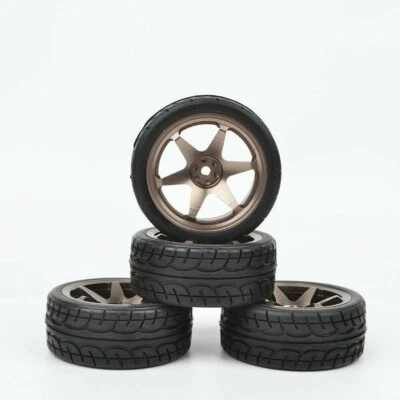 Aluminum Wheels Tires For Traxxas 4TEC HSP Tamiya TT02 1:10 RC On Road Drift Car - Image 1 of 4