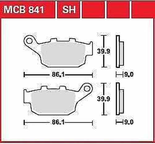 Pastillas de freno traseras Honda CB 500 F ABS 2013-2017 TRW serie Sh Sindered MCB841SH Foto 1 de 1