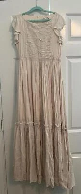 Maxi Vestido MIA JOY Niñas 12 Marfil Encaje Niveles Forrado Hermosas Mangas Acampanadas Foto 1 de 3