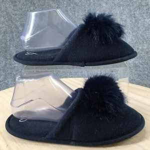 Victorias Secret Slippers Womens Medium Mule Flats Pom Pom Comfort Blue Slip On - Picture 1 of 15
