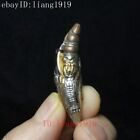 Chinese red copper Gilding Carving god of longevity Statue Pendant Gift H 2 inch