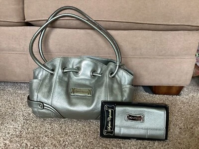 Bolso de mano de cuero Exc Sophia Caperelli y billetera a juego en Gunmetal Foto 1 de 4