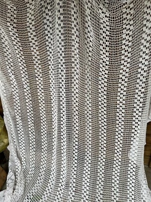 Dessus de lit en filet en coton fait main au crochet, largeur 230 cm x H 240 cm - Photo 1/4