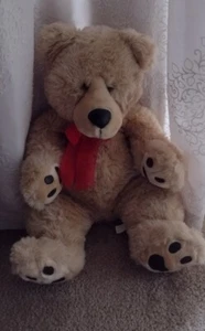 Vintage Fun & Creative 22" Teddy Bear Padded Paws/ Nose  Seated 16" with Red Bow - Picture 1 of 5