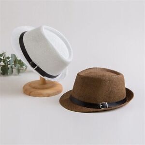 Unisex Beach Summer Straw Panama Cap Cowboy Fedora Hat Jazz Hat Sun Hat