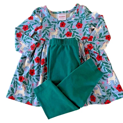Hanna Andersson Unicorn "SKATER DRESS & LEGGINGS" Set. 6-12 Months. Great Giff! - Image 1 of 4