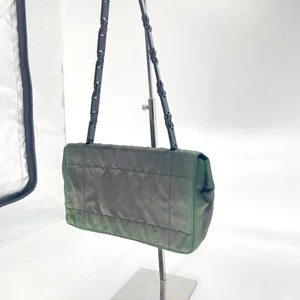 PRADA Chain Shoulder Bag Nylon Plastic Leather Khaki Black 612 - Picture 1 of 19