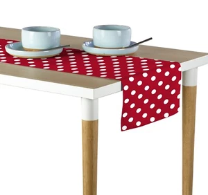 White Dot on Red Table Runners - 12"x72" or 14"x108" - Picture 1 of 1