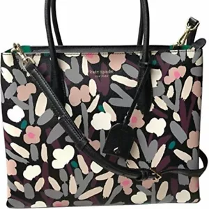 Kate Spade Eva Fete Floral Black/Multi Medium Top Zip Satchel (WKRU6225) NWT - Picture 1 of 7