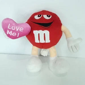 M&Ms Valentine's Day Red Character 7" Plush LOVE ME Pink Heart poseable Stuffed - Picture 1 of 5