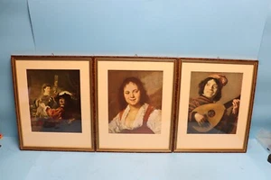 3 ALTE BILDER DRUCK HINTERGLAS  DER LAUTENSPIELER -LA BOHEMIENNE-REMBRAND UND SA - Bild 1 von 14