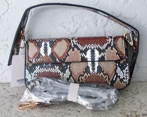 NWT JOSEPH D'AREZZO PYTHON SNAKE PRINT CROSSBODY BAG SHOULDER STRAP - Picture 1 of 4