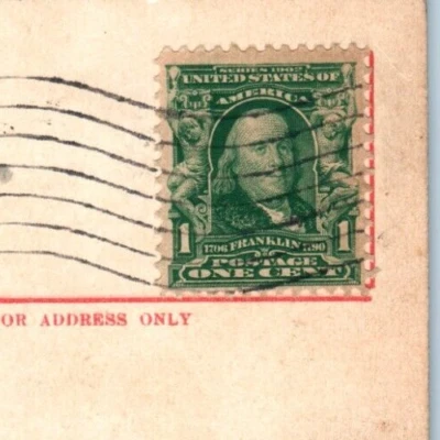 Benjamin Franklin 1907 One Cent Stamp RARE Used Green Antique Postal History - Image 1 of 4