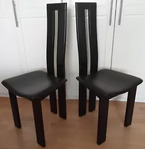 1 x Pietro Constantini Stuhl Leder Holz Retro Paar Esszimmerstuhl chair schwarz - Bild 1 von 18