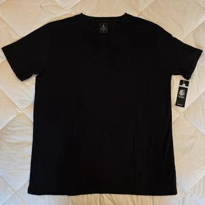 New Mens XL Thelo Black Pima Cotton V-Neck Shirt Breathable Moisture-Wicking  - Picture 1 of 8