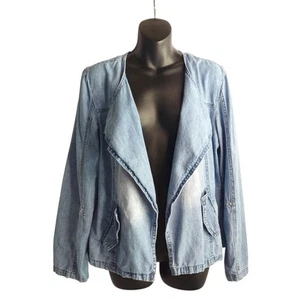 Live a Little Jacket Women's Blue Open Front Soft Jean Jacket Sz Medium - Picture 1 of 7